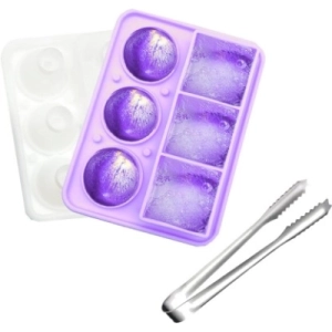 2-in-1 Ice Cube Tray – Round Ice Ball Maker & Square Silicone Ice Tray