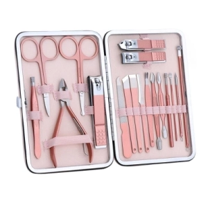 Rose Gold Manicure Kit – 18-Piece Nail Care & Grooming Set with Storage Case